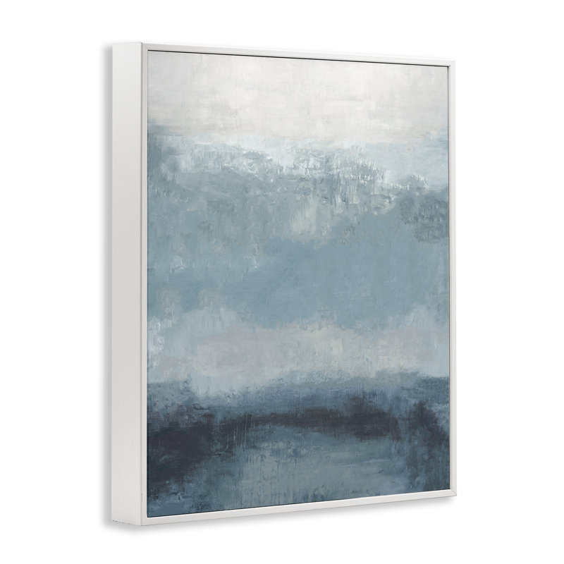 Giclée encadrée «Misty Blue Layers» par Hannah Dawson, H 30 po x l 24 po, Estampe numérique encadrée blanc bord de mer