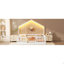 Lit double surélevé avec rails hauts, lit Montessori en bois avec lumière-132526523-132526521