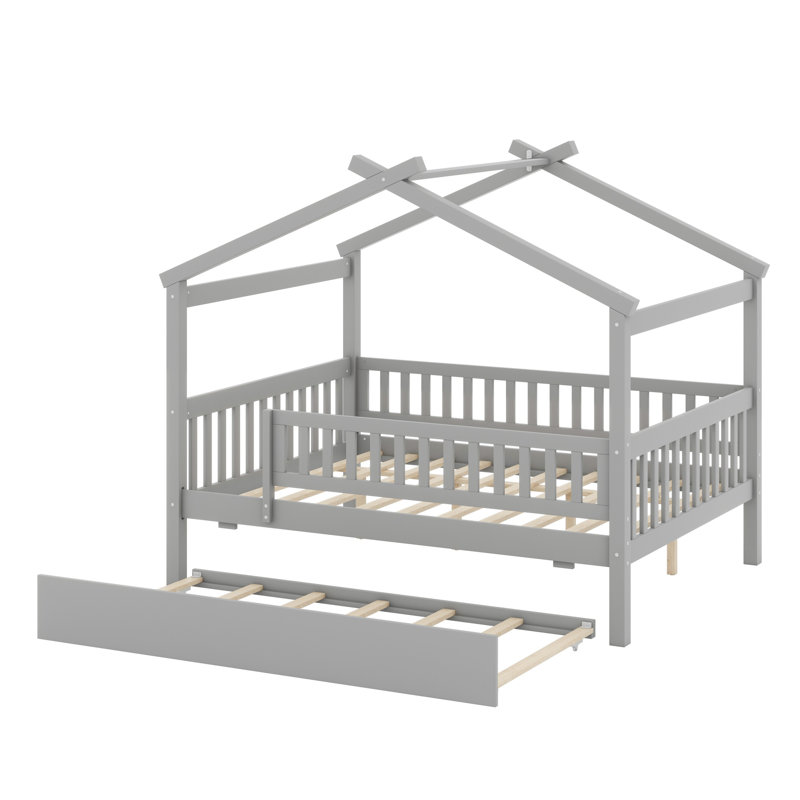 Lit maison avec lit gigogne, Gris