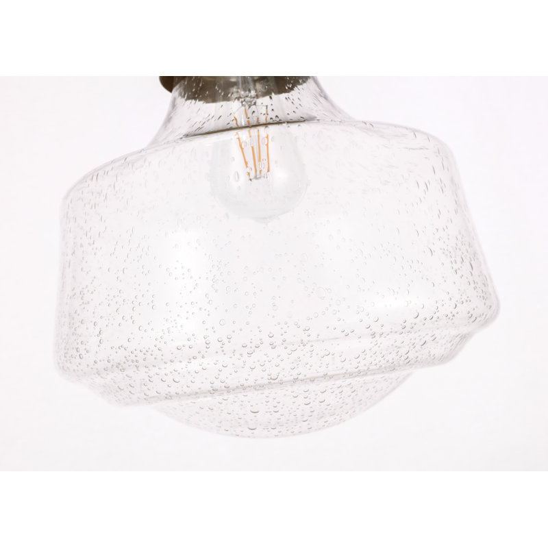 Plafonnier semi-encastré à 1 lumière Steverson, Bullé, H 9,4 po x l 11 po x P 11 po, Laiton
