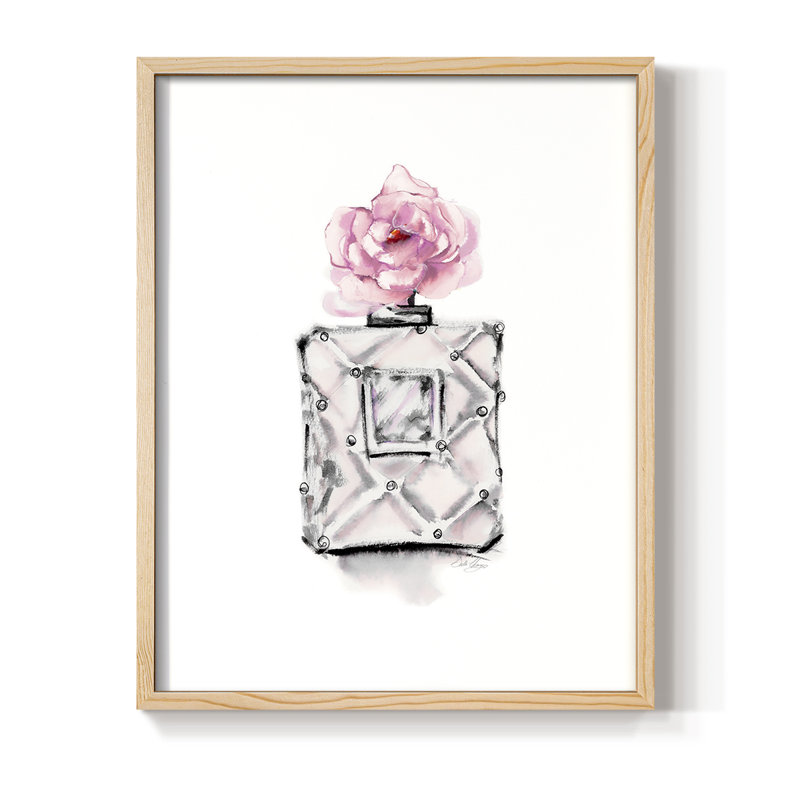 Perfume Bottle Framed Print - Solid Wood, 21" H x 17" W