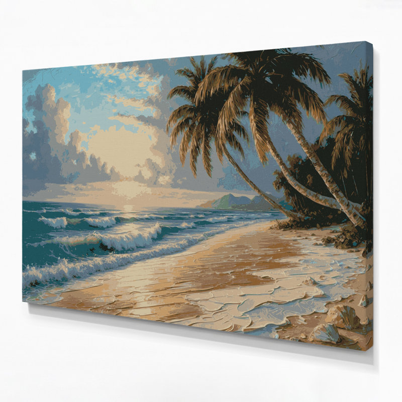 «Coastal Caribbean Beach», art mural sur toile grise, H 11 po x l 14 po