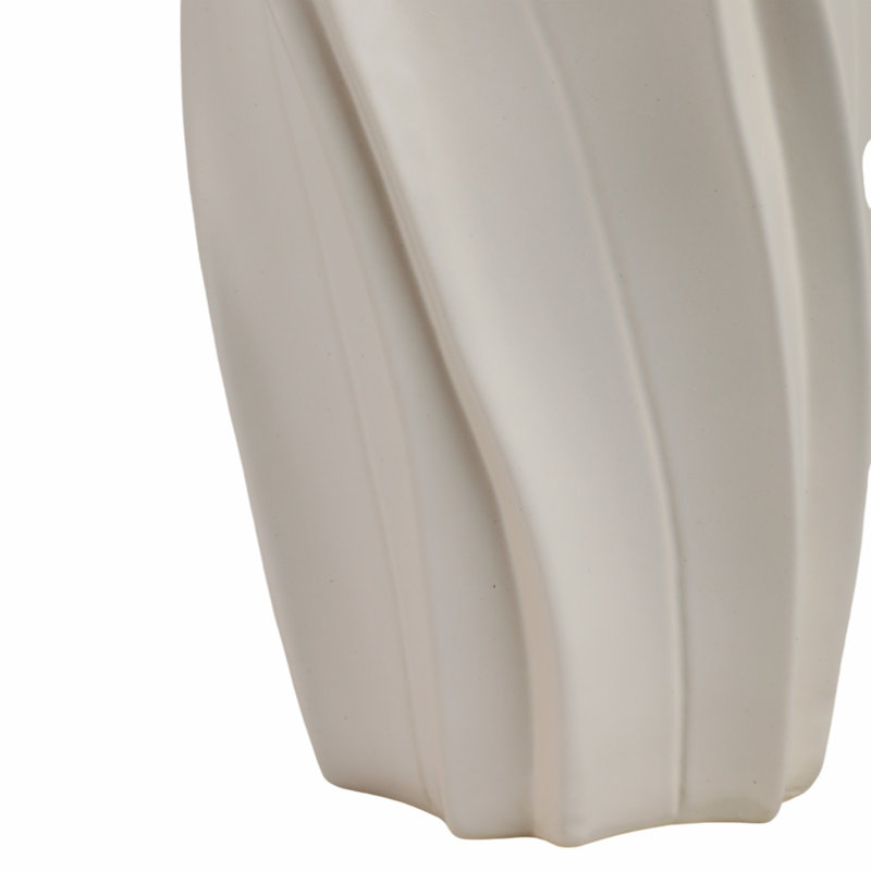 Modern Stoneware Vase with Sculptural Swirl Design - Decorative White Table Vase for Contemporary Living Room, Bedroom, or Office Decor - 20" Tall Elegant Accent for Floral Arrangements or Standalone Display