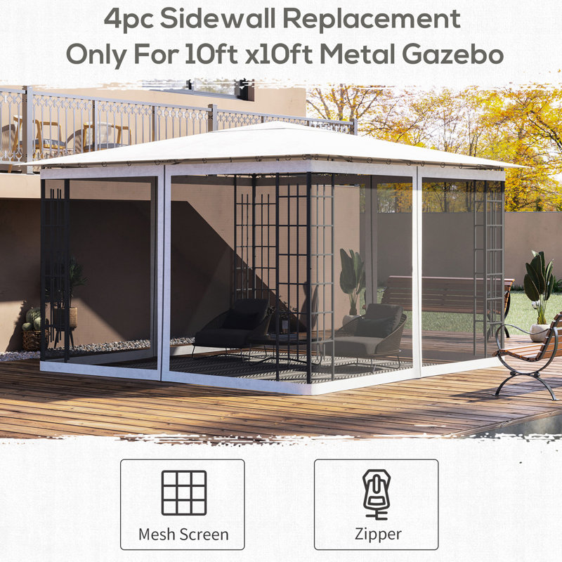 Remplacement de la paroi latérale du pavillon de jardin 10 pi x 12 pi, blanc - espace extérieur contre les insectes et les débris, installation rapide Gardez la zone de la baie propre et simple