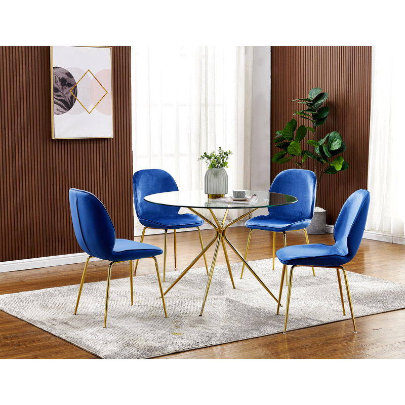 Lanthe 19'' H Velvet Upholstered Side Chair, Blue