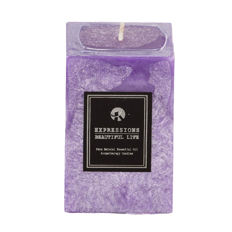 Plant / Floral Scented Pillar Candle, Purple