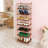 8 Tiers Tall Rectangular Acrylic Floorstanding Shoe Rack Shoe Storage Shelf For Entryway Brown Clear-20439787