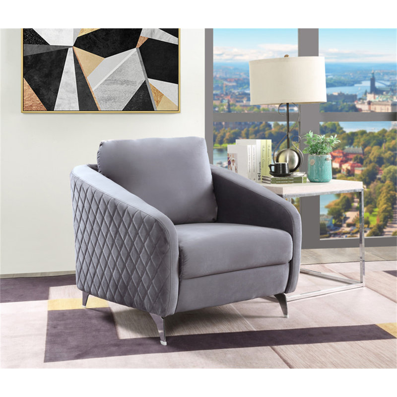 Fauteuil moderne chic en velours gris Livia, Gris