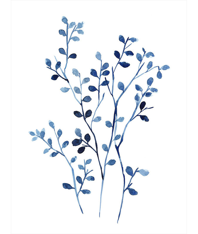 Foglie Blu IV Print by Barclay Butera, 32" H x 24" W, Glass Coat