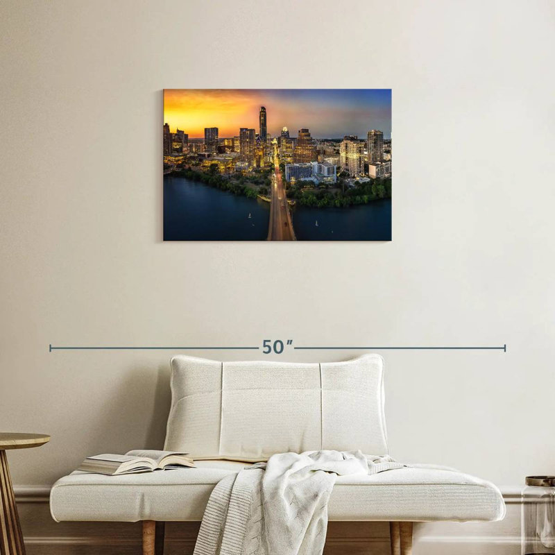 Austin City, coucher de soleil, H 20 po x l 30 po