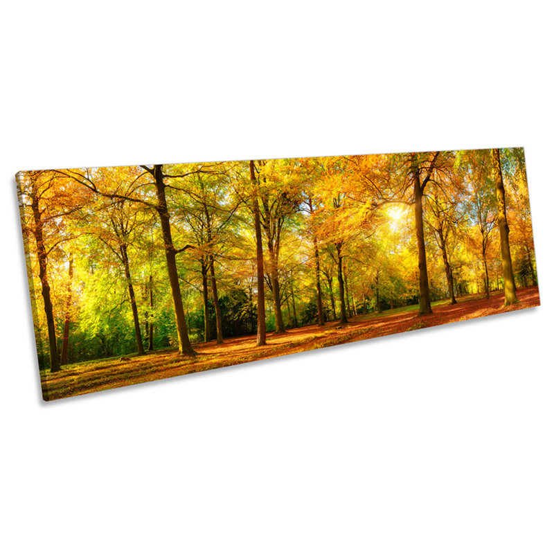 Autumn Yellow Trees Park - Wrapped Canvas Panoramic Print, 40.64cm H x 121.92cm W x 2cm D