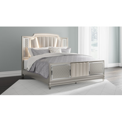 Lisbett Platinum  Upholstered Panel Bed