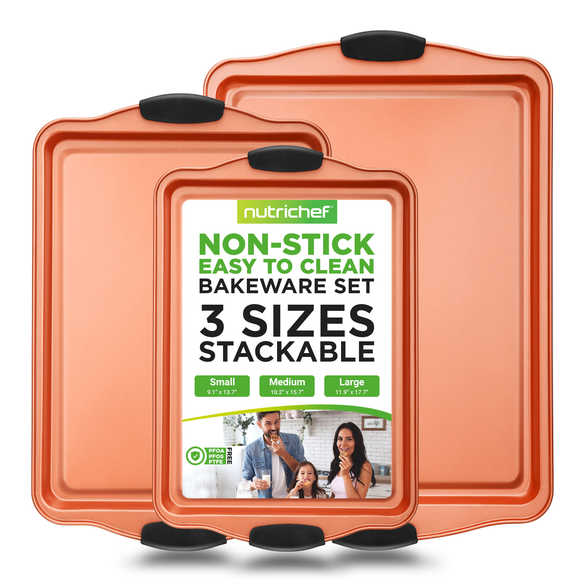NutriChef Non-Stick 3 Piece Baking Pan Set & Reviews | Wayfair