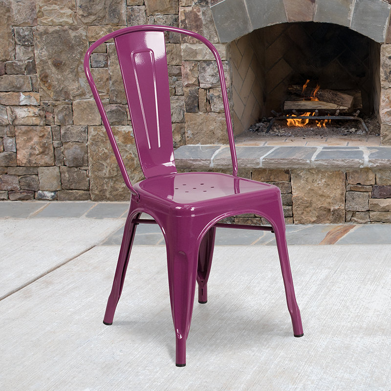 Chaise d'appoint empilable en métal Lily, Mauve