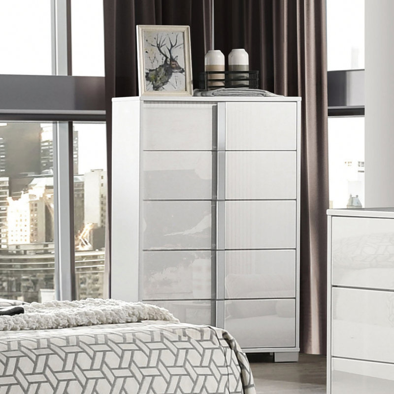 Commode de style contemporain, commode de chambre à coucher moderne pour la maison, Blanc