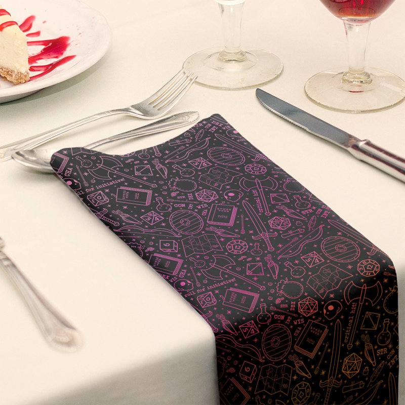 Polyester Abstract Square Napkin, Pink/Orange Ombre, Polyester Twill, 0.1" H x 10" W x 10" D