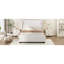 Structure de grand lit en lin beige avec dossier à oreilles de 51 po de hauteur, pieds solides pour le soutien, mousse confortable à haute densité à l'intérieur, chambres à coucher de style scandinave convenant à la stabilité du bois, rembourrage, différentes conceptions de chambre à coucher
