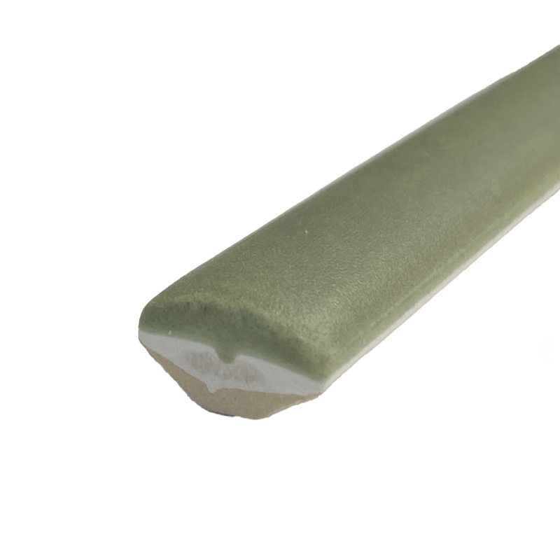 Coco Demi-Bullnose 1/2 In. X 7-7/8 In. Ceramic Wall Trim, Matte Moss Verde