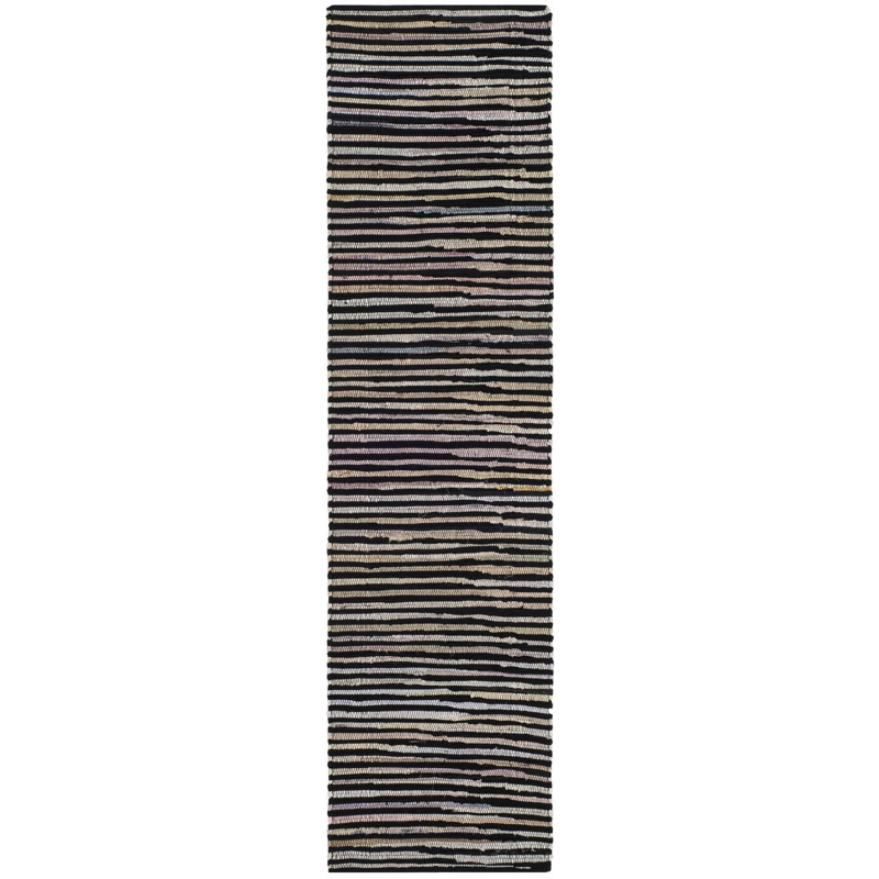 Fales Rag Rug Hand Woven Cotton Striped Rug, Runner 2'3" x 12'
