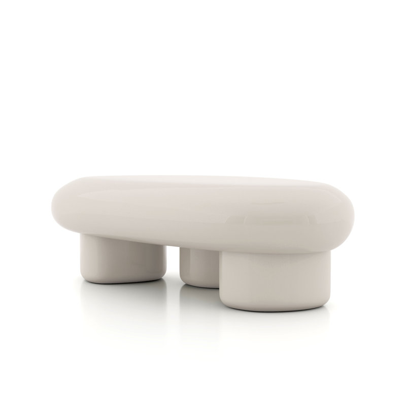 Jahmaal Curved Low Profile Coffee Table, Cream