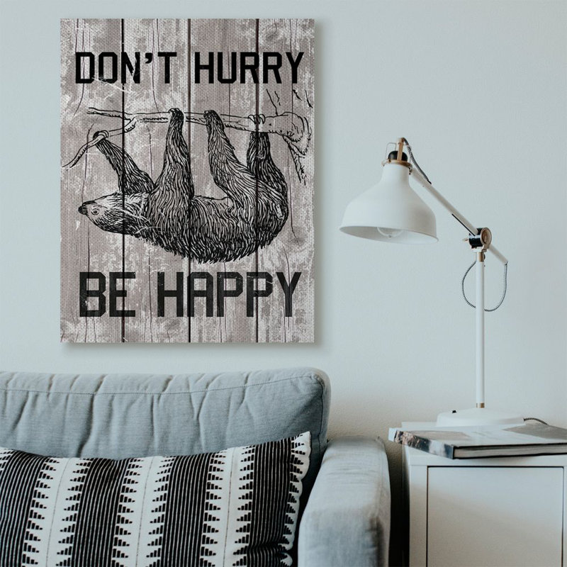 «Don't Hurry Funny Word Sloth Animal Textured Design», impression sur toile, Toile tendue, H 48 po x l 36 po x P 1,5 po