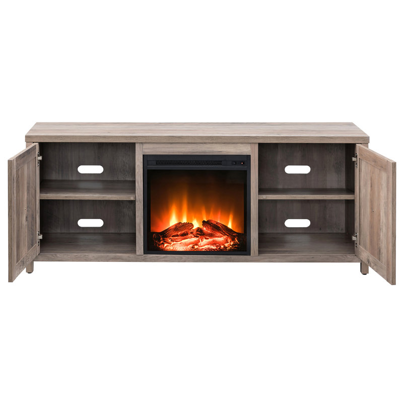 Granger TV Stand Fireplace for TVs up to 65" Fireplace, Gray Oak