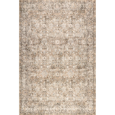 Jeccica Distressed Vintage Medallion Jute Blend Polyester Area Rug