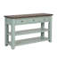 Console en bois de pin massif 48 po, table d'appoint moderne avec 3 tiroirs de rangement et 2 tablettes. Facile à assembler (bleu rétro + plateau brun)-122210858-122210859