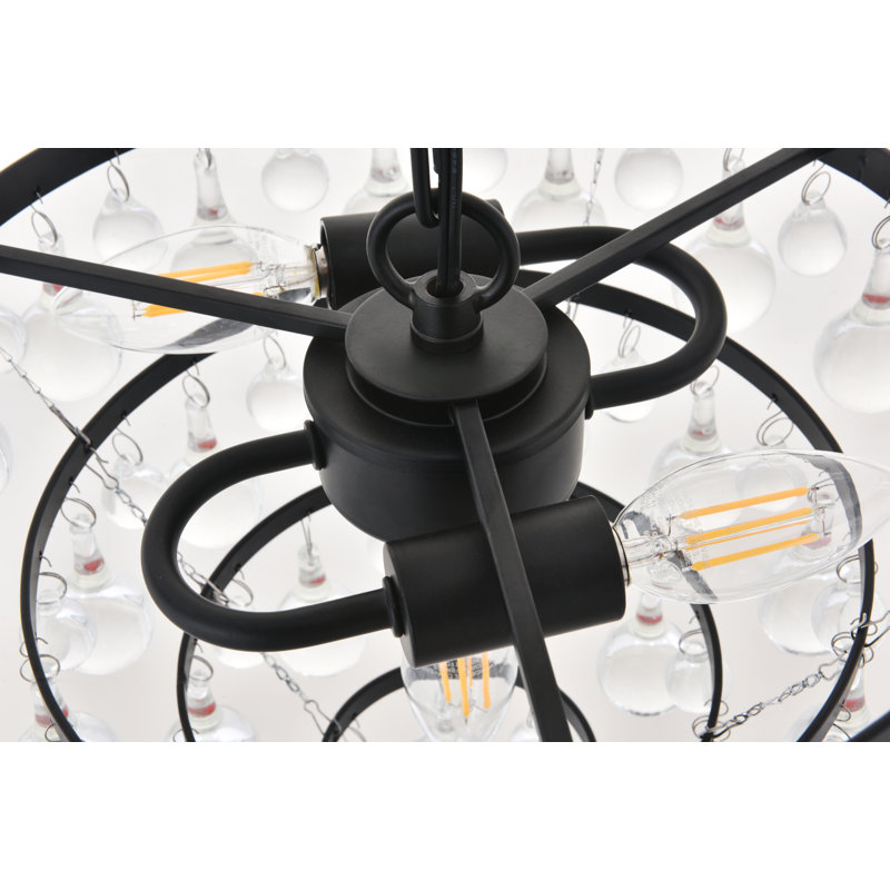 Buckby Unique Tiered Chandelier, Black, 11.4" H x 13" W x 13" D, 3 Lights