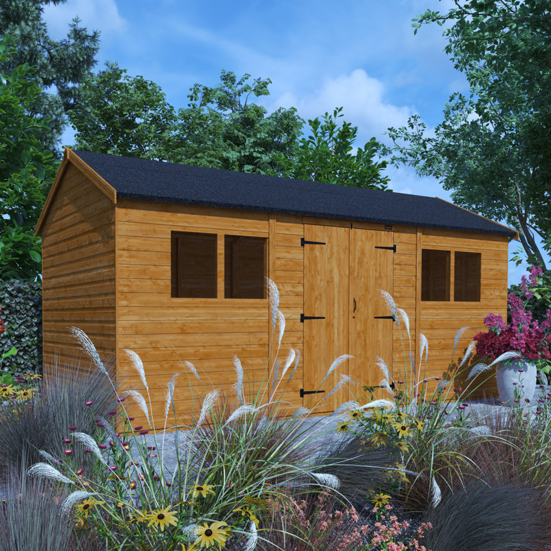 Solid Wood Shiplap Apex Garden Shed, 255cm H X 253cm W X 487cm D