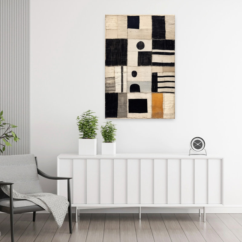 Art contemporain abstrait géométrique, H 36 po x l 24 po
