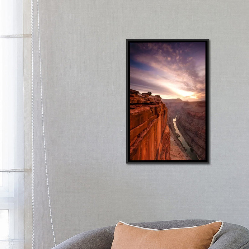 Grand Canyon - reproduction sur toile tendue, H 26 po x l 18 po x 1,5 po, Toile avec cadre noir, Pas de tapis