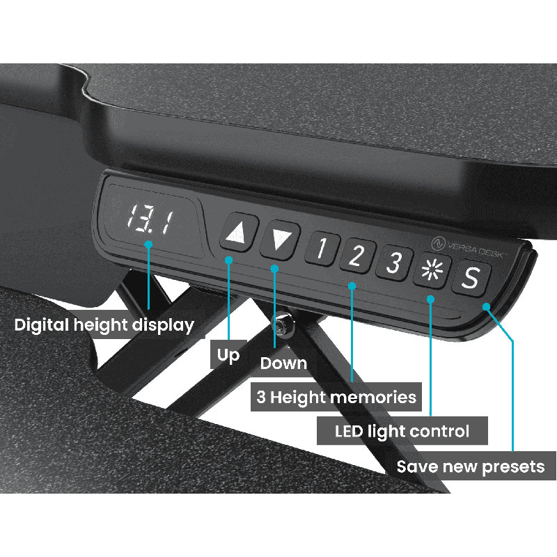 Convertisseur de bureau électrique debout 40 po VersaDesk PowerPro Elite avec bouton-poussoir réglable en hauteur et port de charge USB, cerise