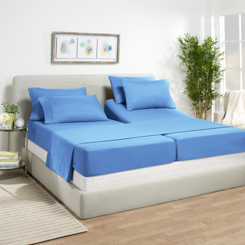 Ensemble de draps luxueux en microfibre, Très grand, Bleu apaisant