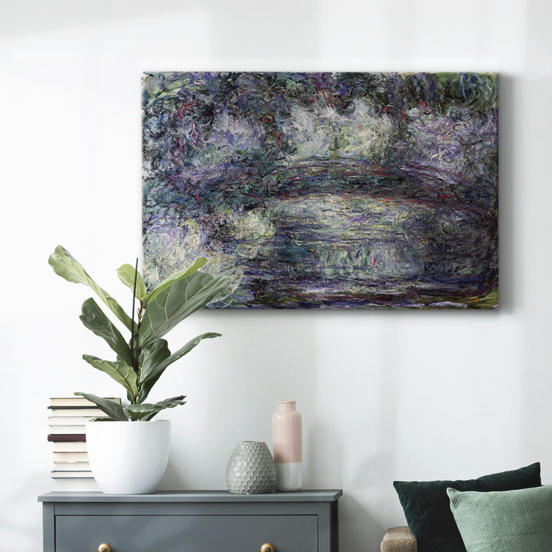 Pont japonais sur toile japonaise par Monet-Gallery, toile tendue, H 12 po x l 18 po