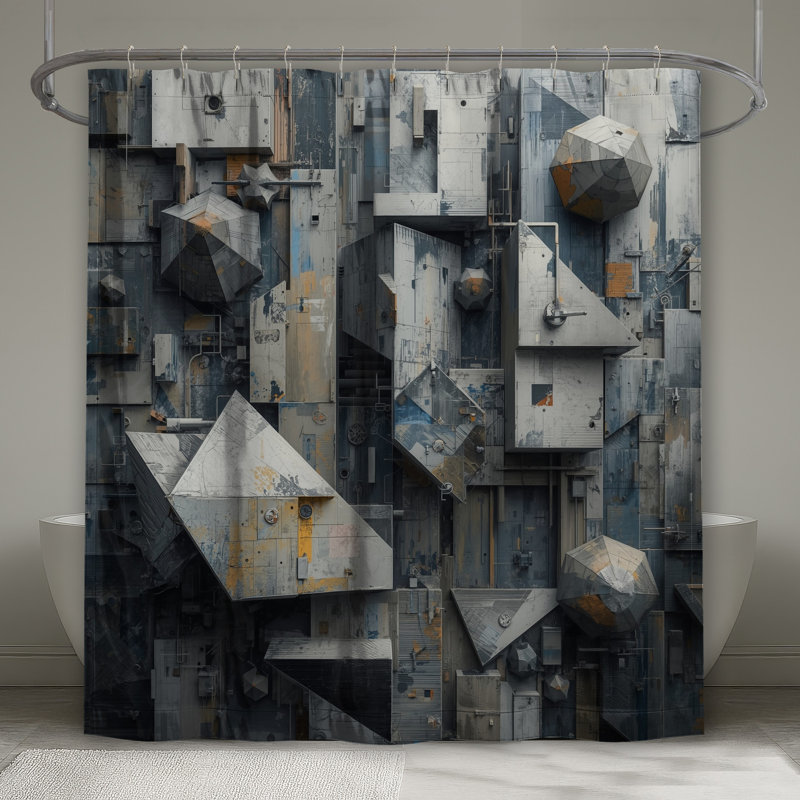 Rideaux de douche à formes géométriques très longs, L 70 po x H 84 po