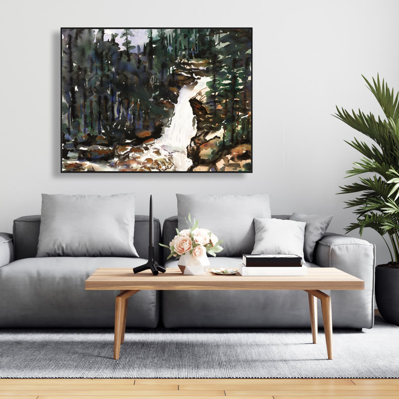 Chutes de l'Alberta - Décor de paysage sur toile encadrée rustique