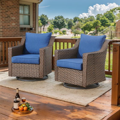 Patio Outdoor PE Wicker Rocking Chair Set With Cushions