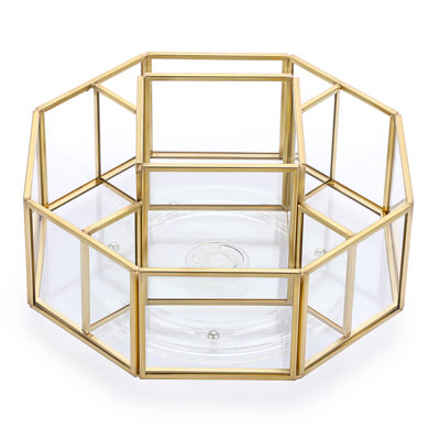 360 Degree Rotating Makeup Organizer- 5 Slots Gold Metal Cosmetic Storage Display Holder Octagon Dresser Bathroom Spinning Vanity Organizer -  Everly Quinn, 404C7F90540D40B38688916F67572181