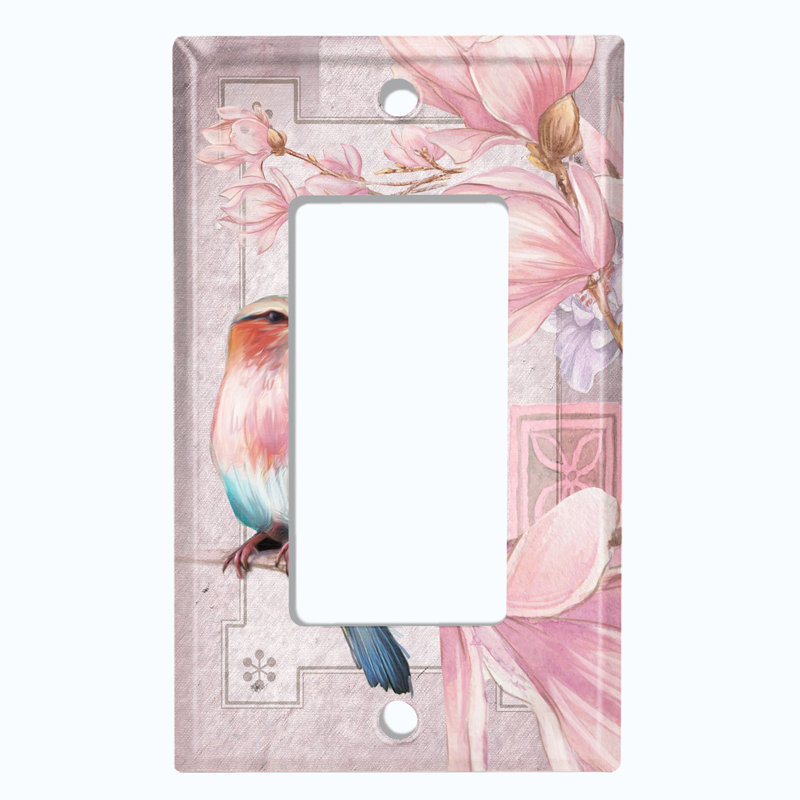 Plaque murale berçante rose à 1 bande avec fleurs de magnolia rose
