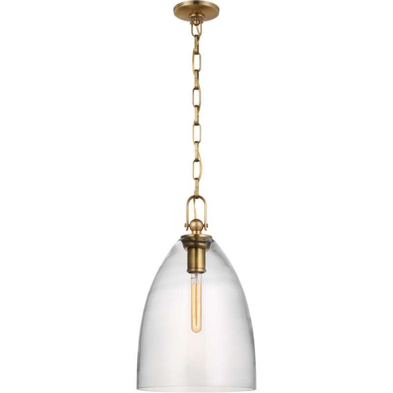 Chapman and Myers Andros Large Pendant, Clear, Antique Burnished Brass, 93" H x 12" W x 12" D