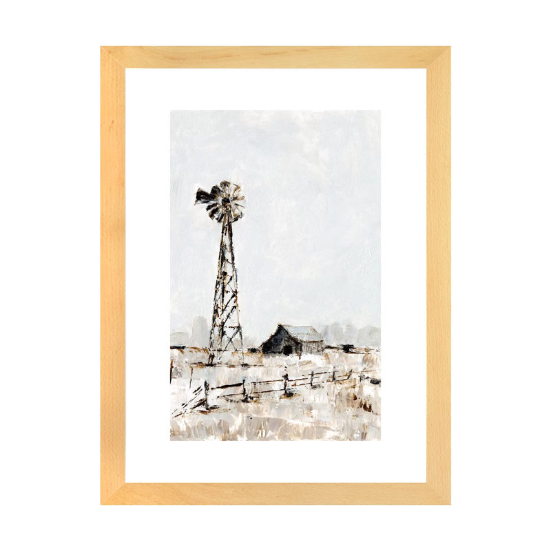 «Rustic Prairie I» par Ethan Harper - reproduction d'art, H 32 po x l 24 po x P 1 po, Toile avec cadre en bois beige, Blanc