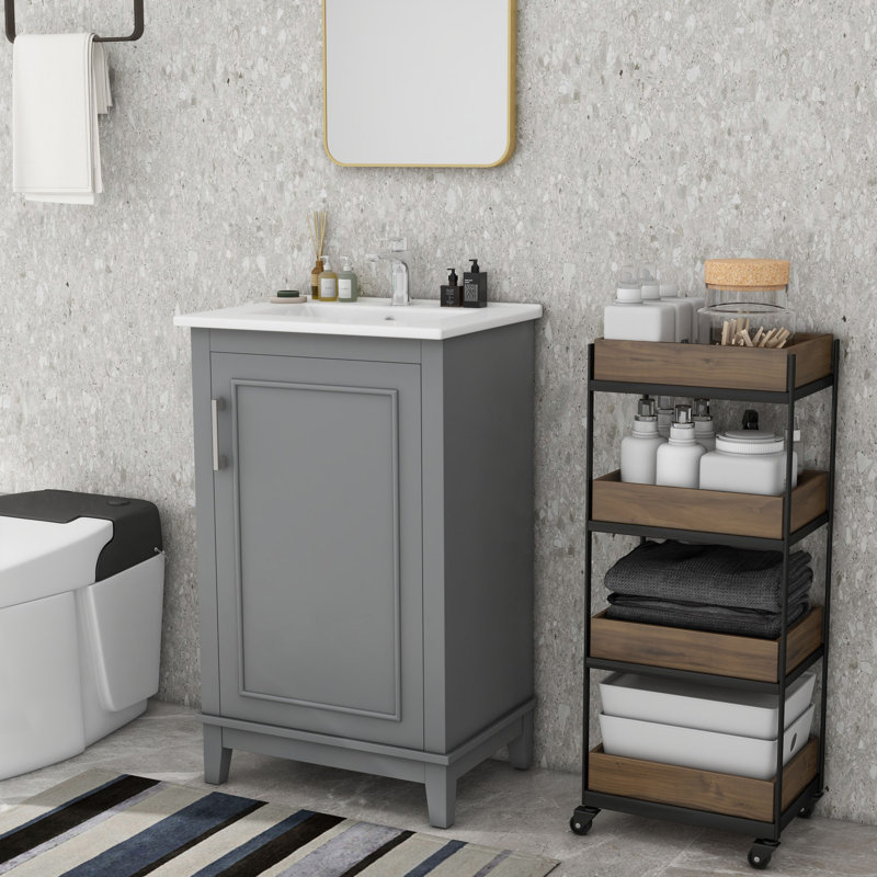 Meuble-lavabo simple avec plateau 20 po Jaivyon, Gris