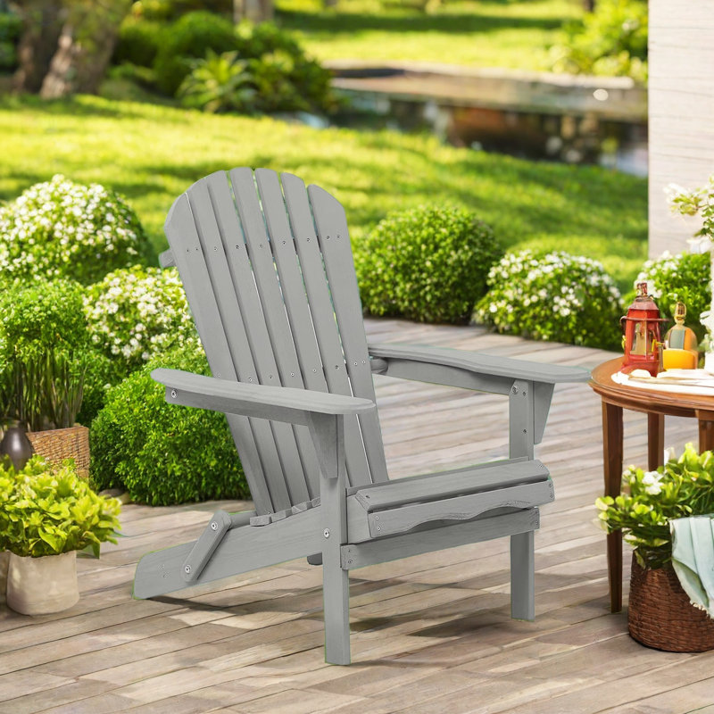 Gray Hemlock Wood Folding Adirondack Chair Set