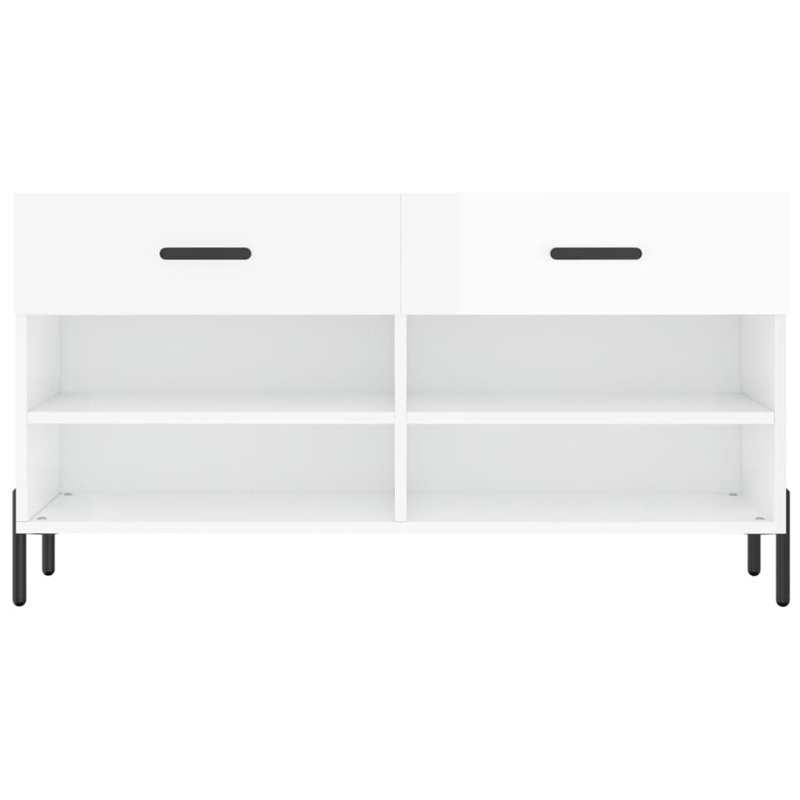 8 Pair Shoe Storage Bench, High Gloss White
