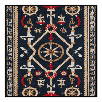 Washable Coastal Colonial Plus Coastal Area Rug