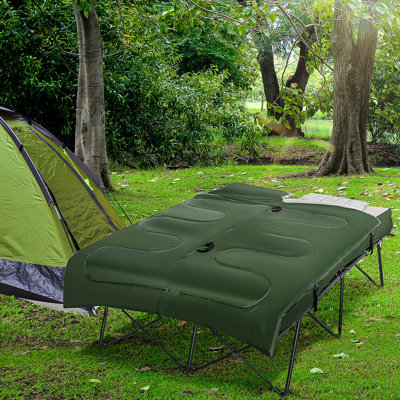 2 lits de camping pliants avec sac de couchage, lit gonflable, oreillers et sac de transport