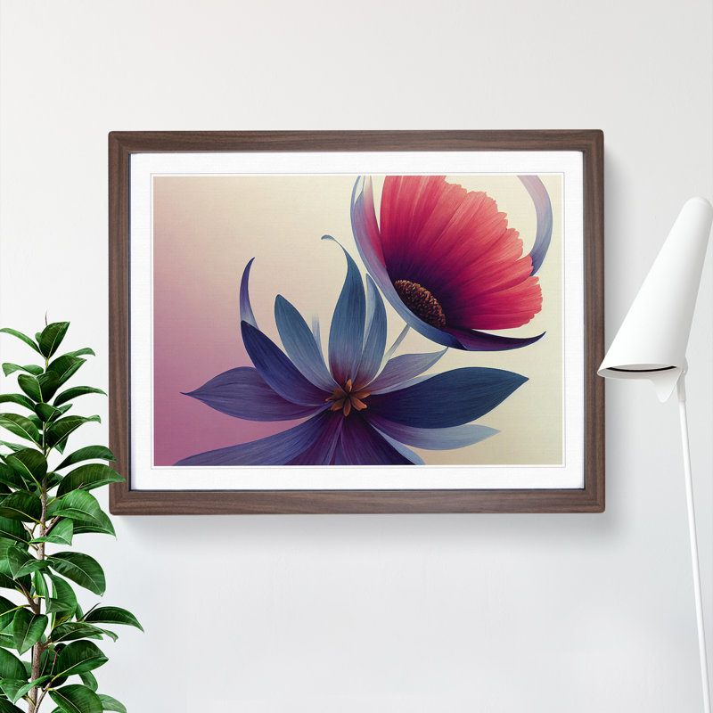 Exciting Flowers 1 Piece Single Picture Frame Wall Art, 34cm H x 46cm W x 2cm D, Walnut