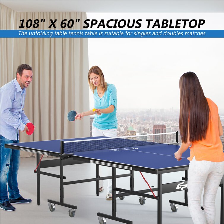 Table pliante de tennis de table portative de 60 po de Costway avec  accessoires d'intérieur