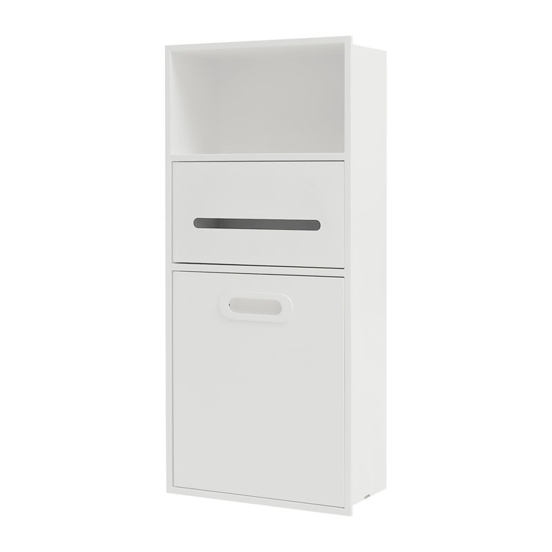 Armoire de rangement encastrée à 3 niveaux en acier inoxydable, Blanc